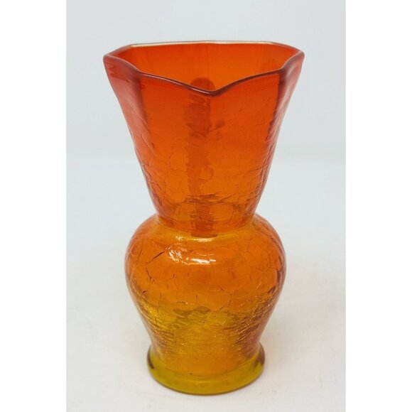 Vtg KANAWHA CRACKLE GLASS AMBERINA 8 Sided Mini Ewer Cruet Pitcher Octogonal - Picture 4 of 10